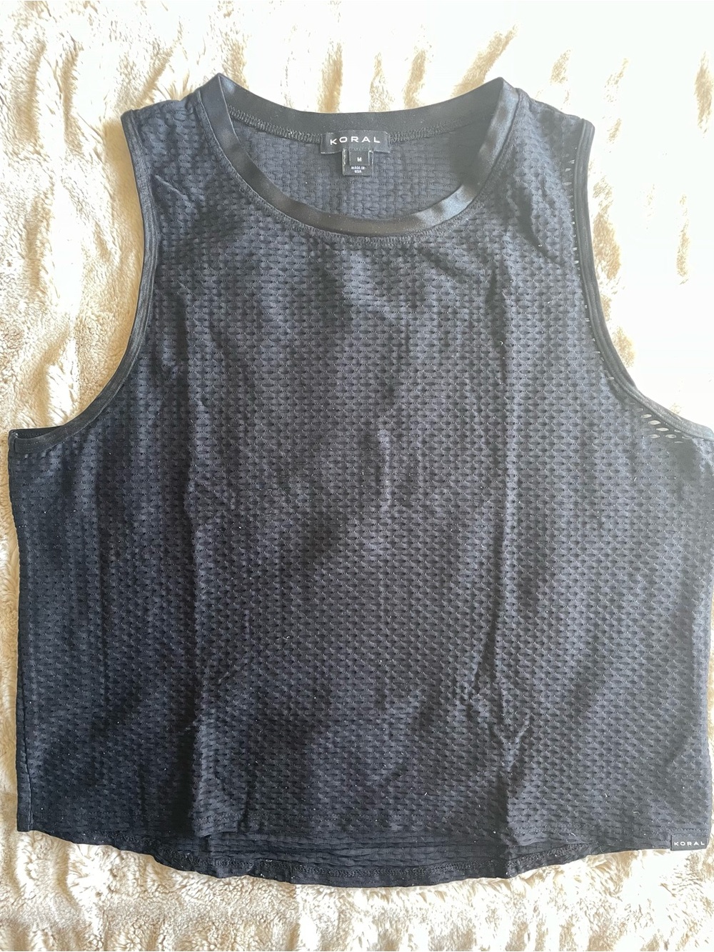 Koral Sz M Black Netz Muscle Cropped Tank